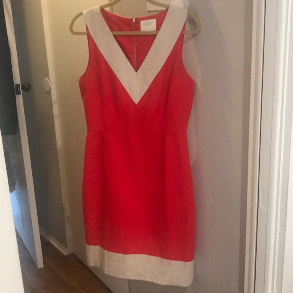 Kate spade coral linen dress 14 sleeveless